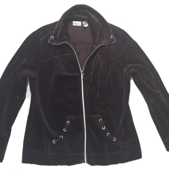 Chico's Women's Brown Velour zip Jacket Size 2 - Picture 2 of 6